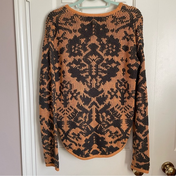 Boho Fall Knit Sweater โข Orange + Charcoal - Picture 2 of 3